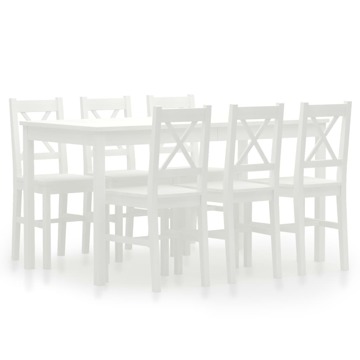 Conjunto 7 pcs de Jantar em Madeira de Pinho Branco