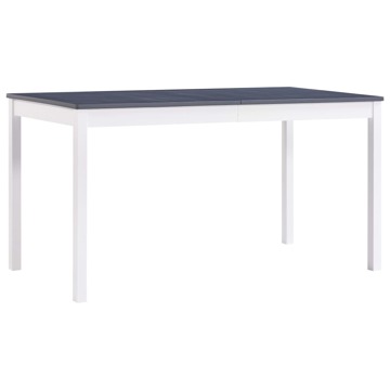 Mesa de Jantar 140x70x73 cm Madeira de Pinho Branco e Cinzento